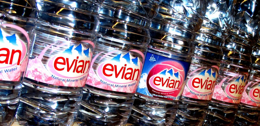 Bottles of Evian